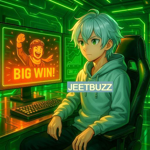 Imagem promocional do app oficial JEETBUZZ destacando a conveniência de jogar cassino online pelo celular ou navegador