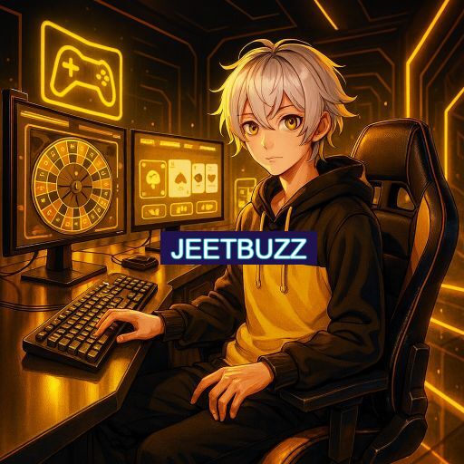 Imagem promocional do app oficial JEETBUZZ destacando a conveniência de jogar cassino online pelo celular ou navegador