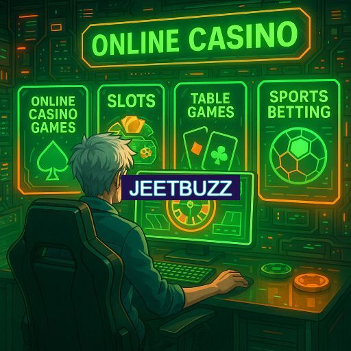 Imagem promocional do app oficial JEETBUZZ destacando a conveniência de jogar cassino online pelo celular ou navegador